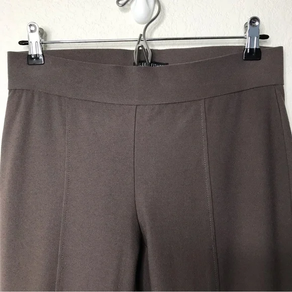 EILEEN FISHER Stretch Ponte Slim Pintuck Pants Cool Brown - Picture 3 of 10